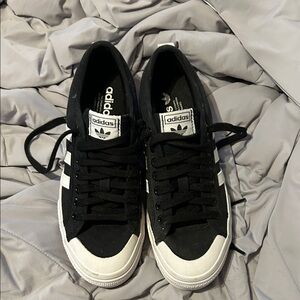 Adidas Women's Black and White Platform Sneakers